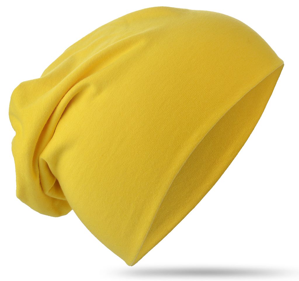 Uni Kinder Beanie Gelb Größe M (48-53cm Kopfumfang) aus 95% Baumwolle