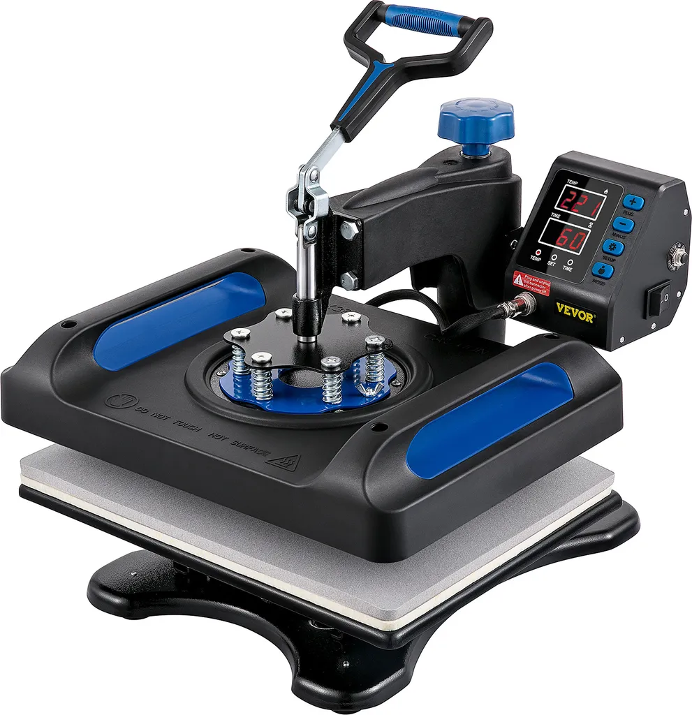VEVOR Presse à Chaud 12x15'' Sublimation Numérique pour T-Shirts Bleue