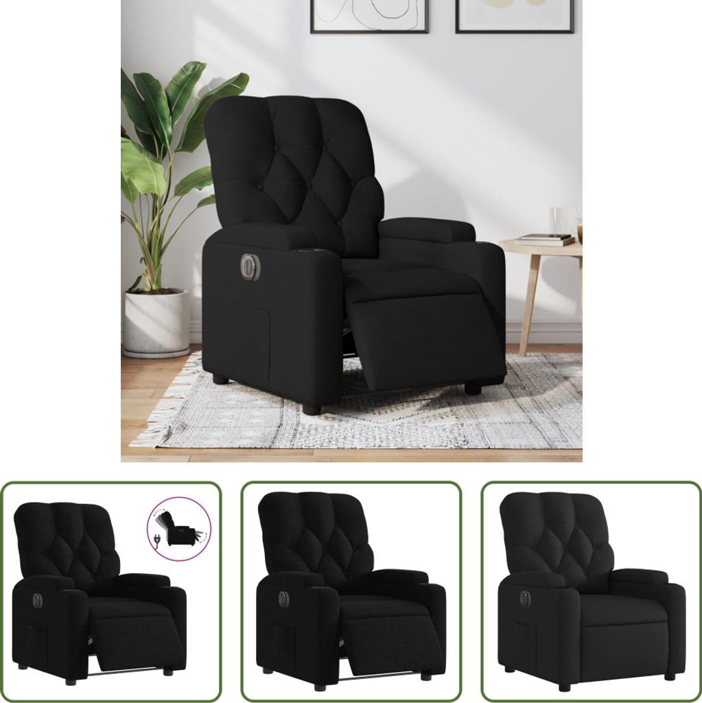 The Living Store Relaxsessel Elektrisch Schwarz Stoff
