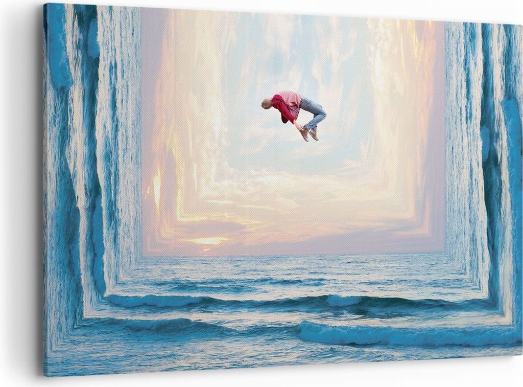 Bild auf Leinwand - Leinwandbild - Einteilig - Sprung Freiheit Surrealismus - 120x80cm - Wand Bild - Wanddeko - Wandbilder - Leinwanddruck - Bilder...