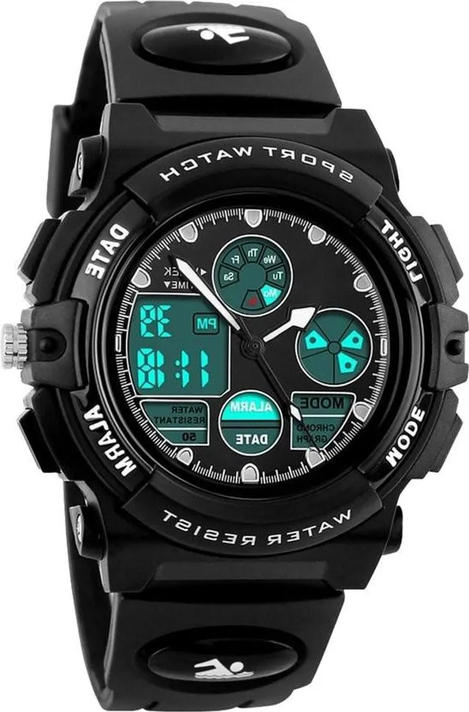 Montre étanche 50m avec lumière et aiguilles lumineuses pour garçons