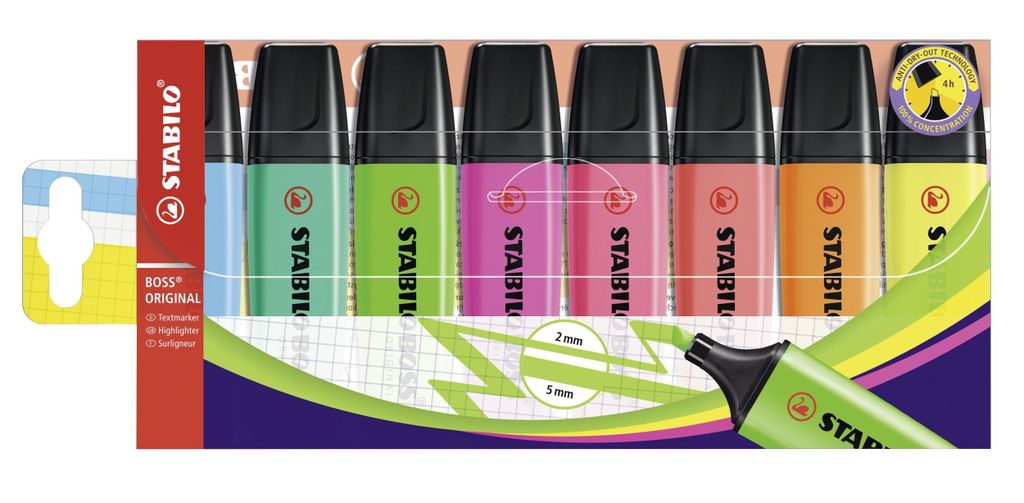 Zvýrazňovač - STABILO BOSS ORIGINAL - balenie 8 rôznych Obrázok produktu 