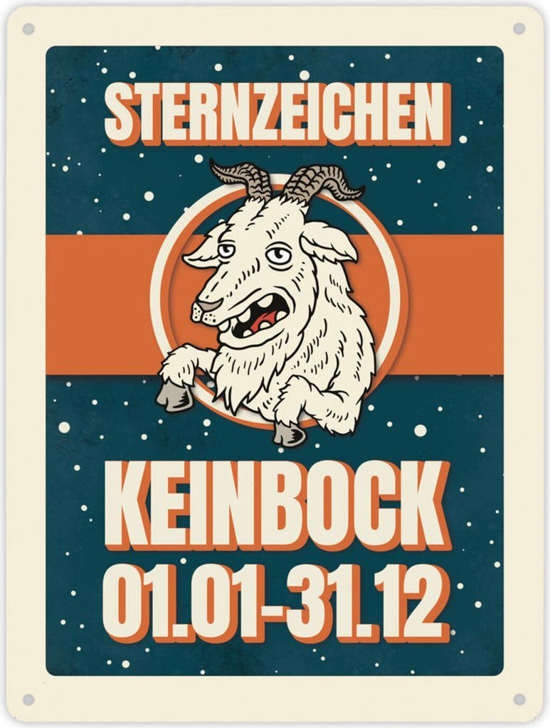 Sternzeichen Keinbock Metallschild XL in blau Schild Blechschild Emailleschild