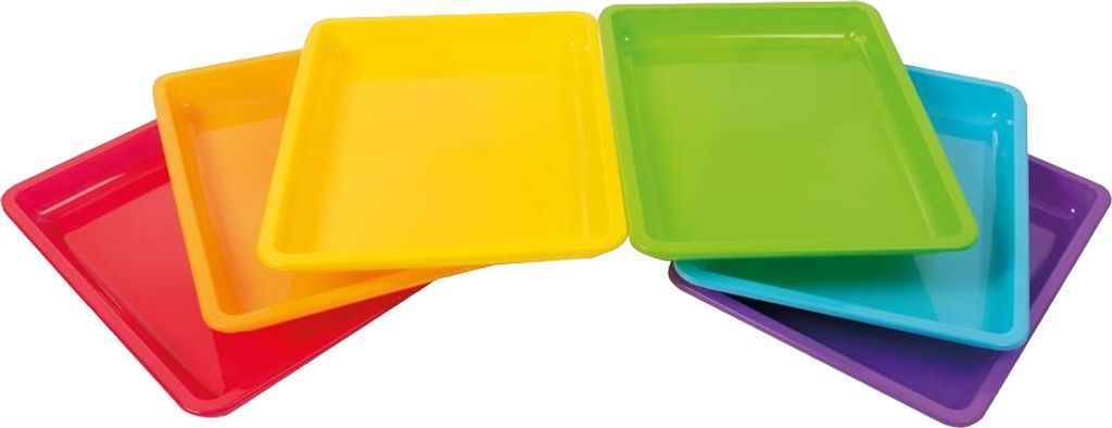 Zestaw 12 kolorowych wielofunkcyjnych tacek 28 x 22 x 3 cm, Zdjęcie produktu 