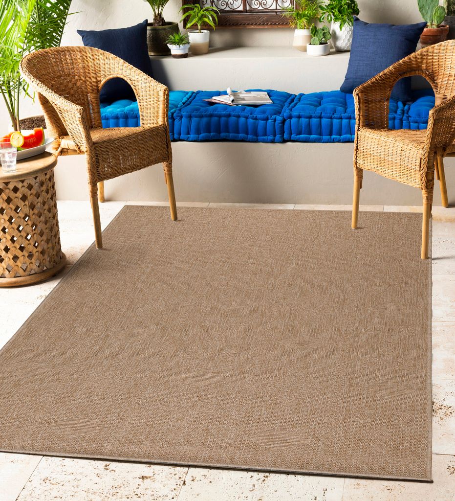 In& Outdoor Teppich Wetterfest Modern Design Natur für Küche Balkon Terrasse Garten auch Wohnzimmer Teppich, Größe: 120 x 170 cm, Farbe: Beige-1