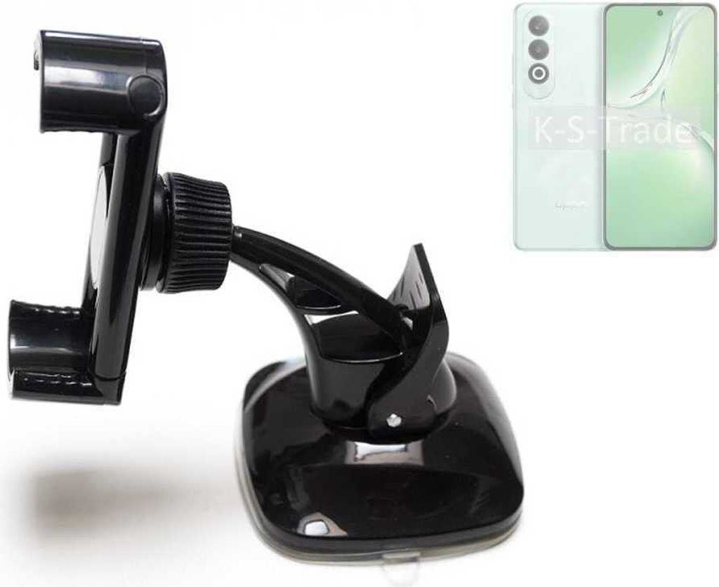 K-S-Trade kompakte Handy-Halterung Windschutzscheibe kompatibel mit Oppo K12 Armaturenbrett schwarz Autohalterung KFZ Halter Scheiben-Halterung