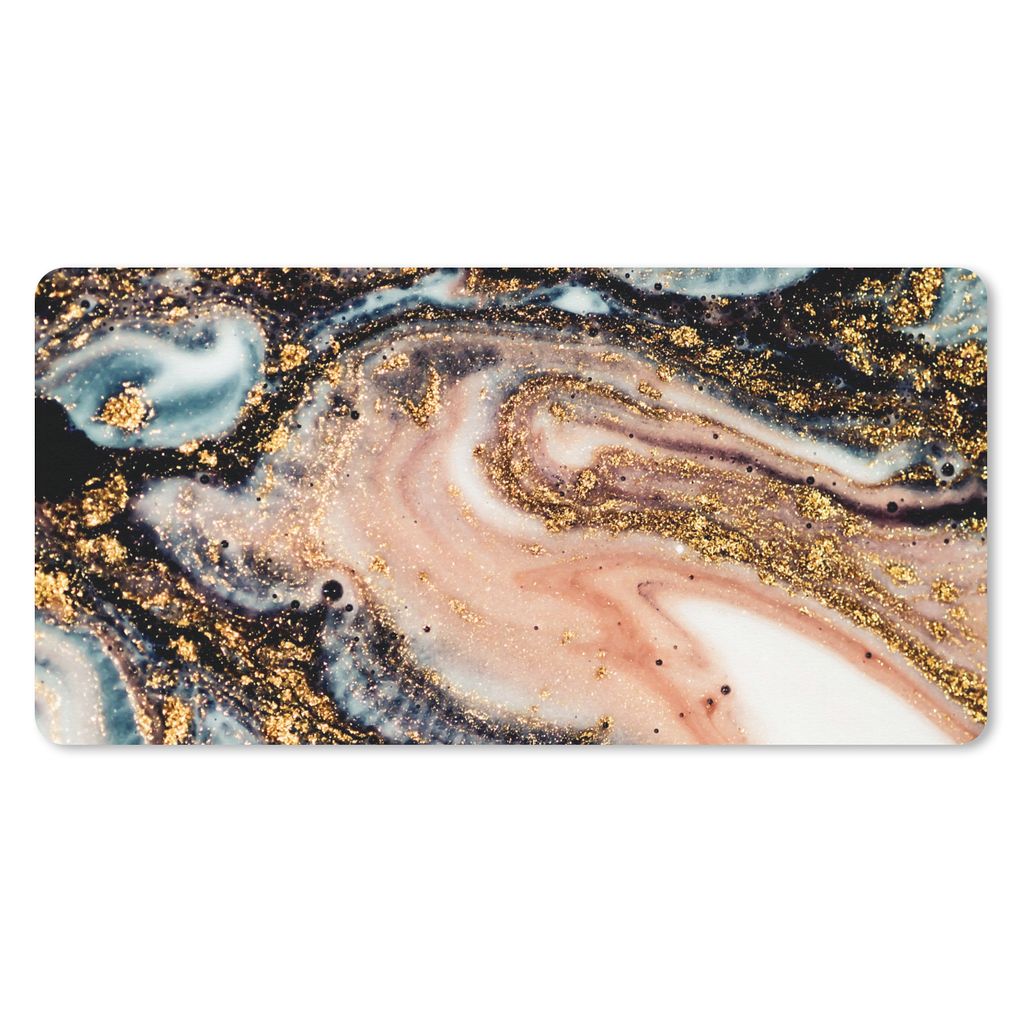 MuchoWow Mauspad Mousepad Marmoroptik - Gold - Schwarz - Glitzer - Chic 60x30 cm - Mousepads - Maus Mat - Pad - Mausunterlage - Nachhaltig