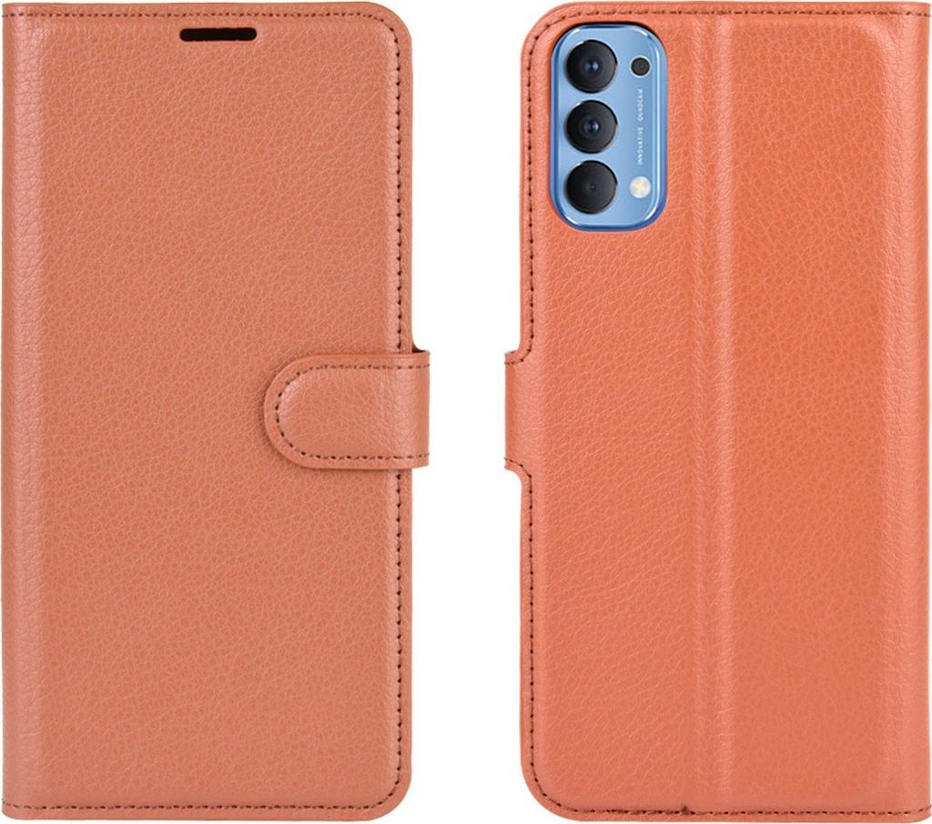 Mobigear Classic OPPO Reno 4 Hülle Klapphülle Geldbörse - Braun