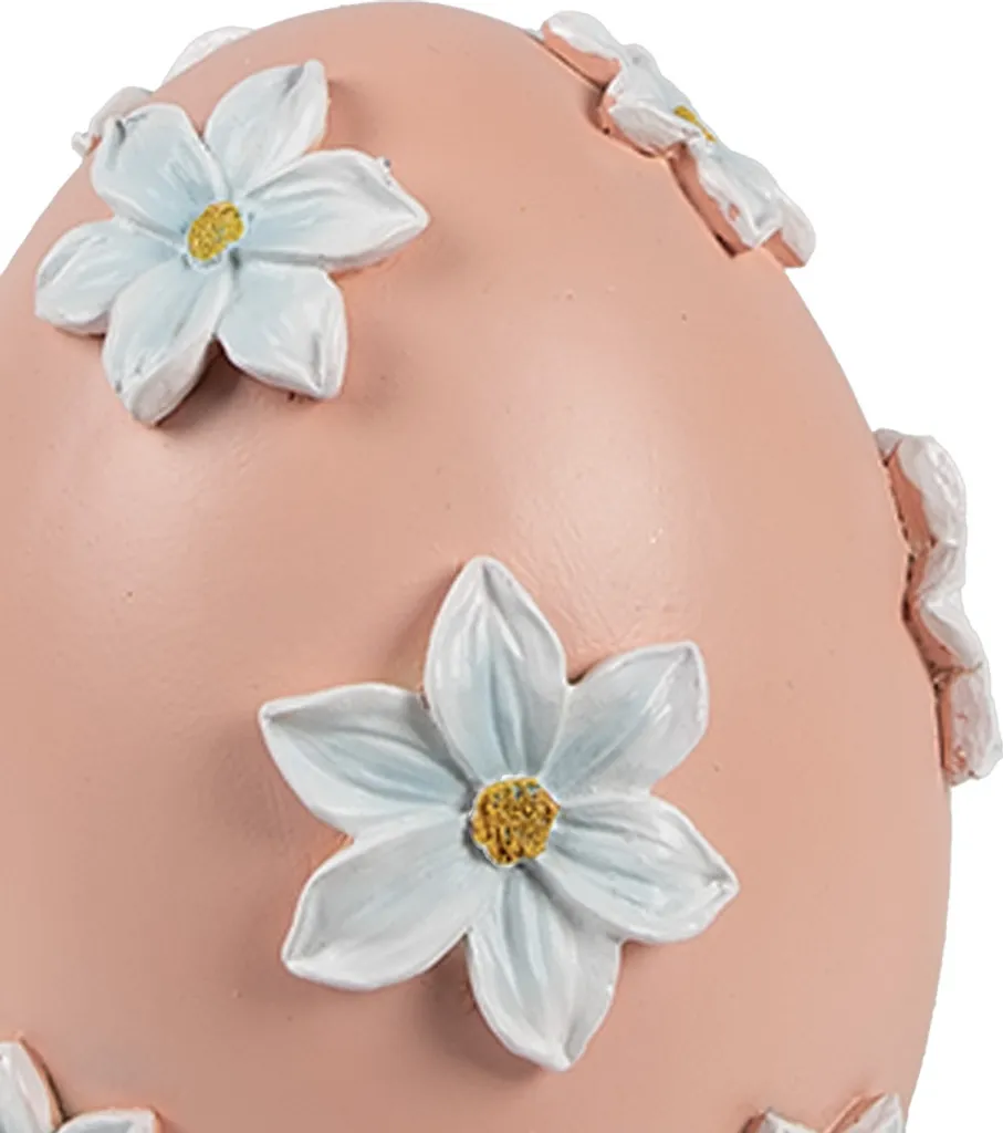 Décoration de Pâques Œuf Rose à Fleurs 11x13 cm pour Centre de Table