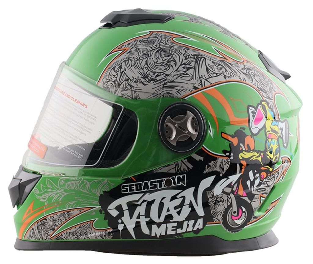 Integralhelm Helm Kinderhelm Motorradhelm Motorrad Crosshelm Mejia Grün Größe S