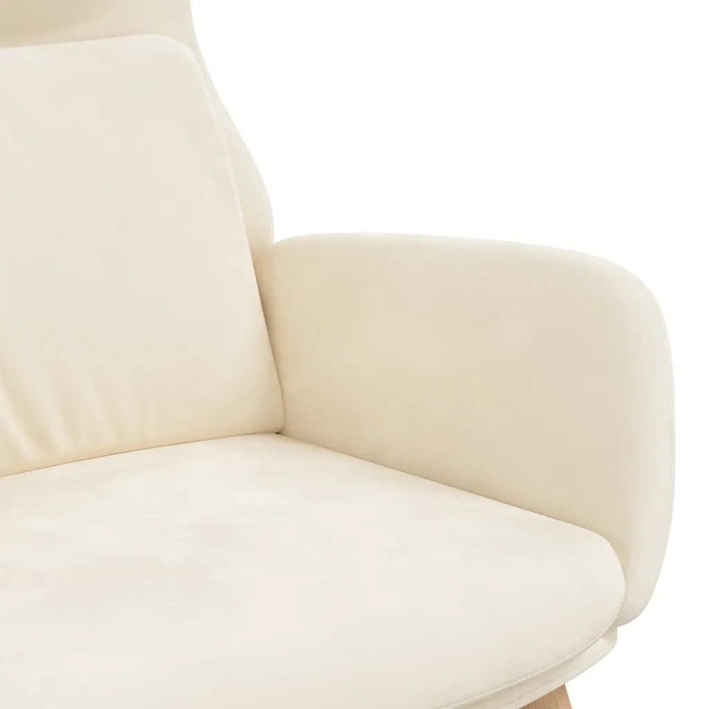 vidaXL Poltrona Relax Velluto Bianco Crema - Seduta Comfort Living - 15