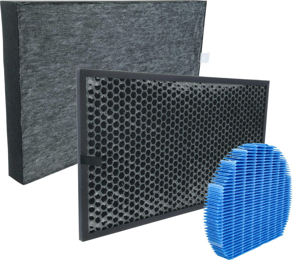 vhbw 3-teiliges Filter-Set kompatibel mit Sharp KC-C150E Luftreiniger - HEPA-Filter, Aktivkohlefilter, Befeuchtungselement
