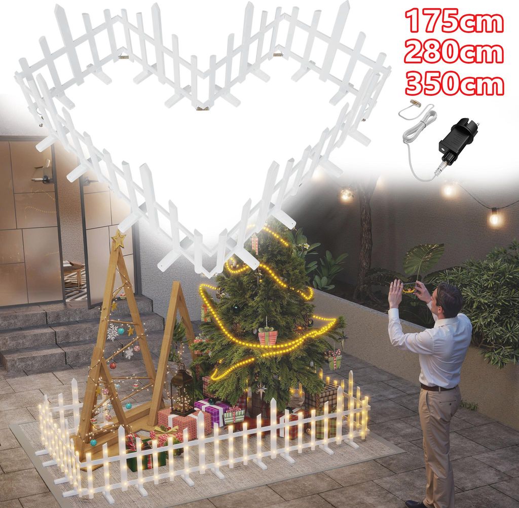 XINZI LED Weihnachtsbaum Zäune Lattenzaun mit 8 Lichtmodi Warmweiß Beleuchteter Zaun