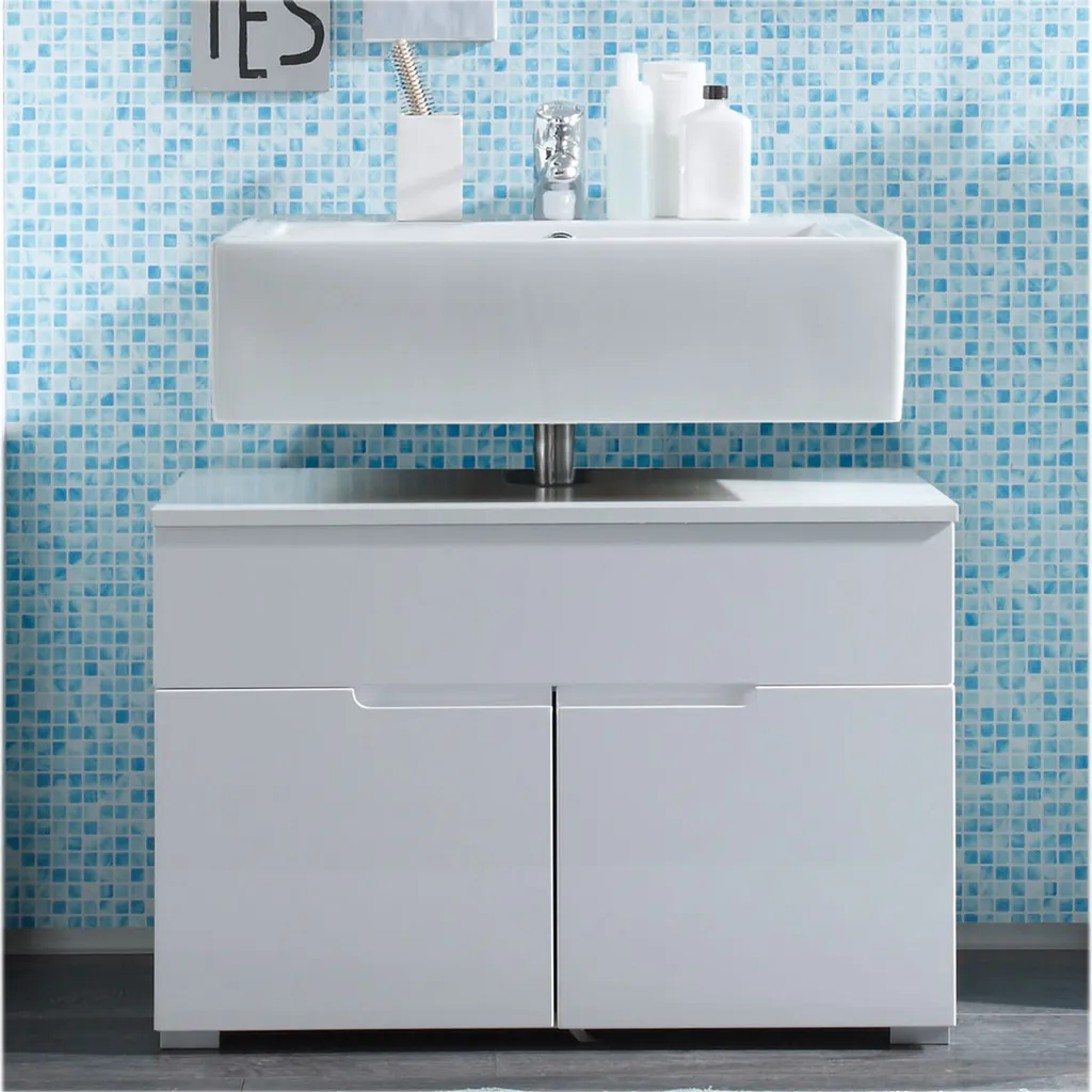 Meuble bas Suzette 80cm en MDF Blanc - Grande Capacité et Design Épuré