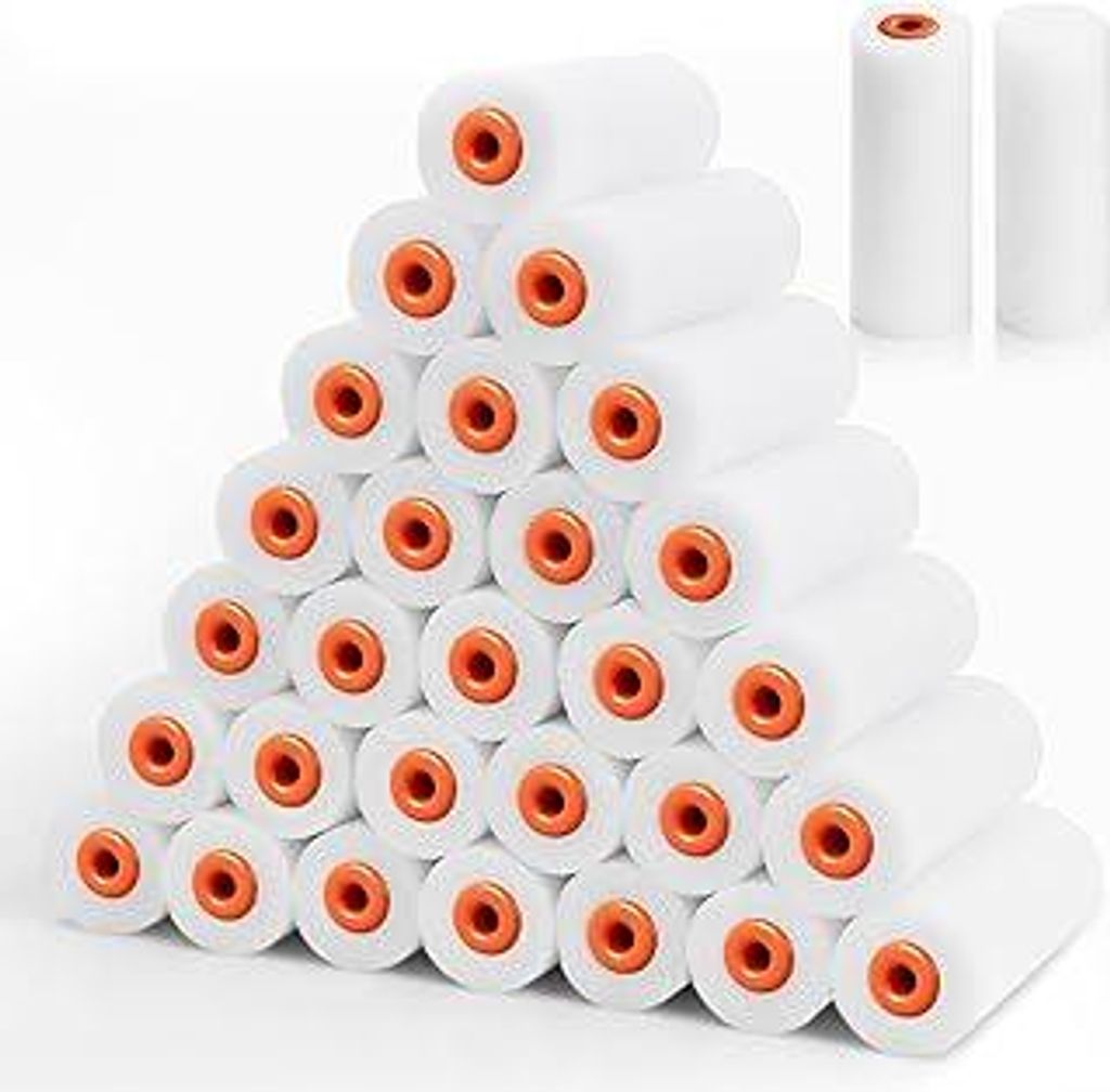 Rodison 30 x Lackierwalze, 10cm Farbroller Schaumstoff, Lackierrollen für Lacke, Lackrolle Schaumwalze für Schränke, Türen, Tische, Glatte Ober...