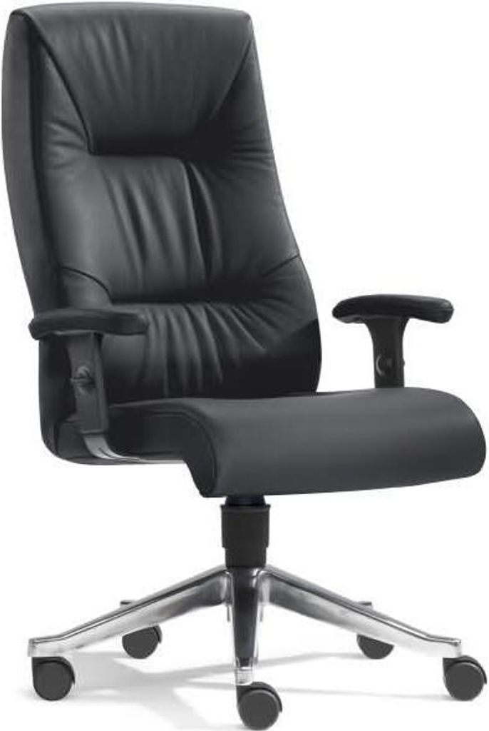 Bandscheiben-Bürosessel Turbo-XXL bis 200 kg Echt-Leder schwarz mit Armlehnen