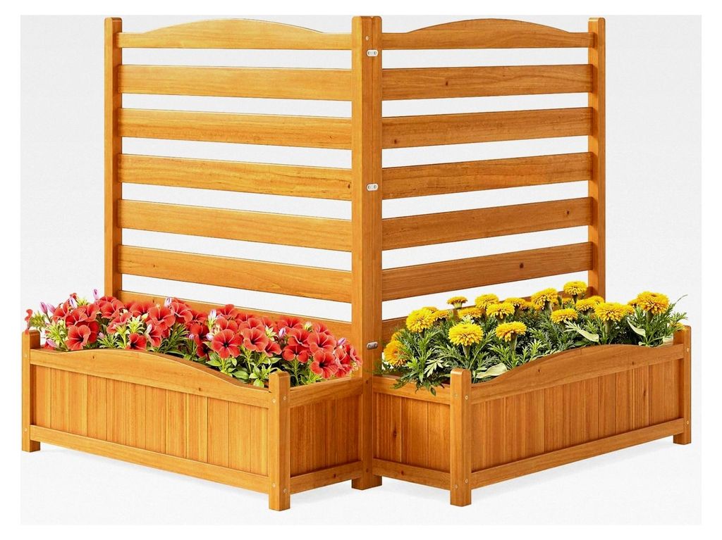 Pflanzkästen mit Rankgitter, Blumenkästen aus Holz mit Drainagelöchern, Sichtschutzzaun für Klimaanlagen und Mülltonnen, Gartenspalier, Hochbe...