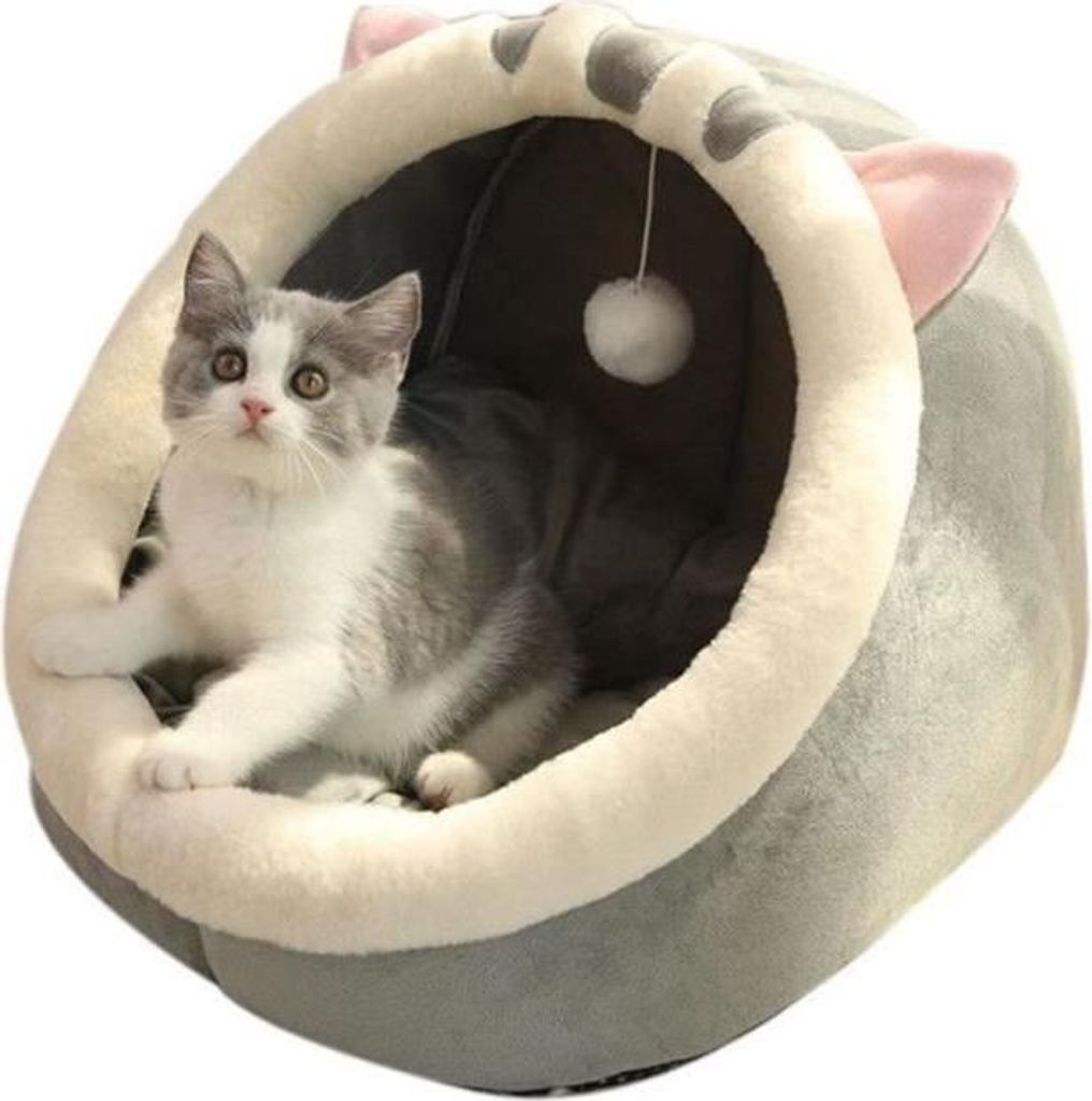 Katzenbett, waschbares Katzenhaus mit rutschfestem Boden, warmes Katzenhaus, Katzenkorb, bequemes Hundekissen