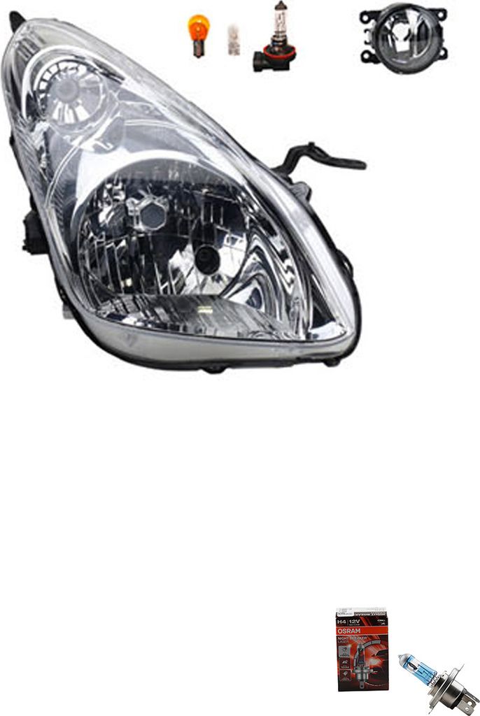 Johns, Scheinwerfer + Osram Night Breaker Laser passend für Nissan Pixo Ua0 06/09- H4 R 26705A400F 8200074008 6202E1 00006202E1 6710027 0000620639...