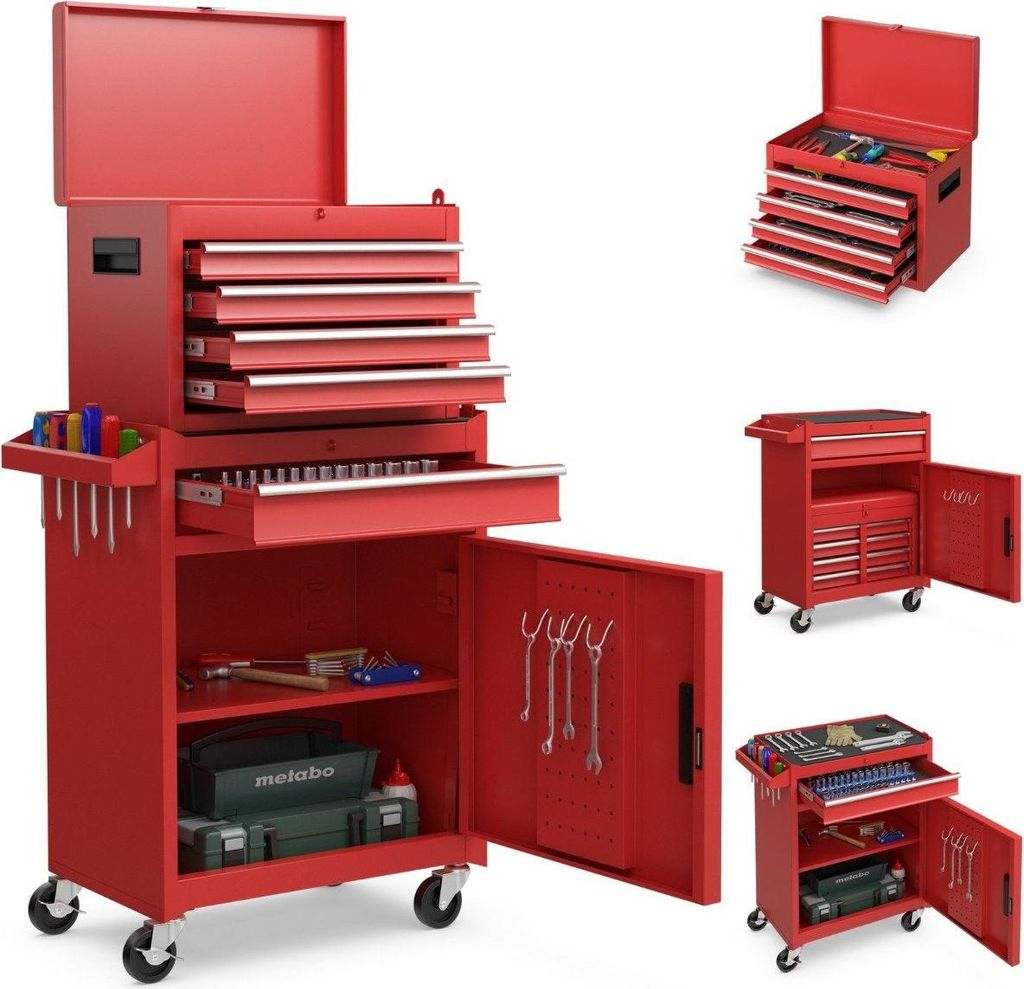 2-in-1-Werkzeugwagen mit 5 Schubladen, 100 kg Tragkraft Produktbild 