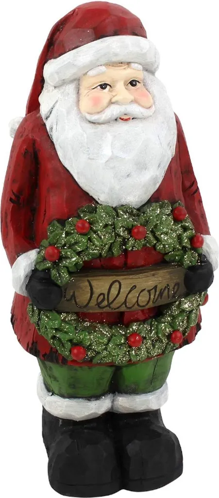 Statue Père Noël 58 cm en Magnésie - Grande Figurine Déco Saint-Nicolas