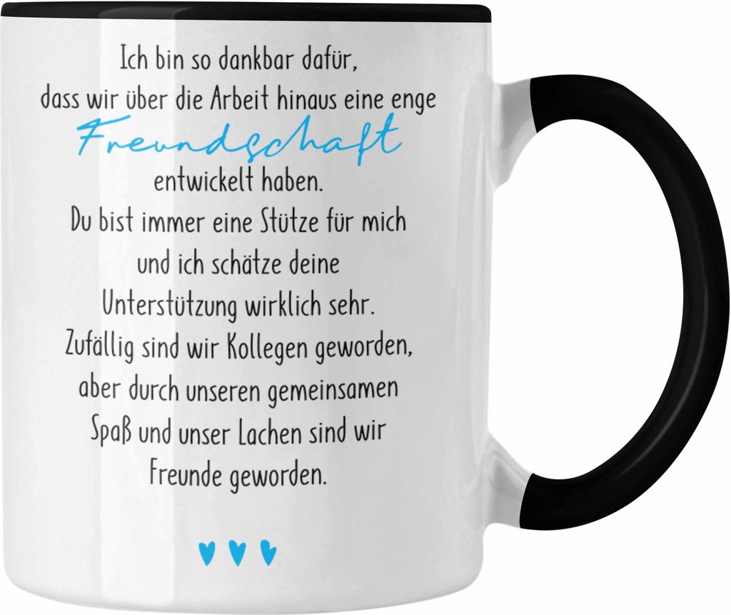 Trendation - Kollegin Tasse Geschenk Arbeitskollegin Freundschaft (Schwarz)