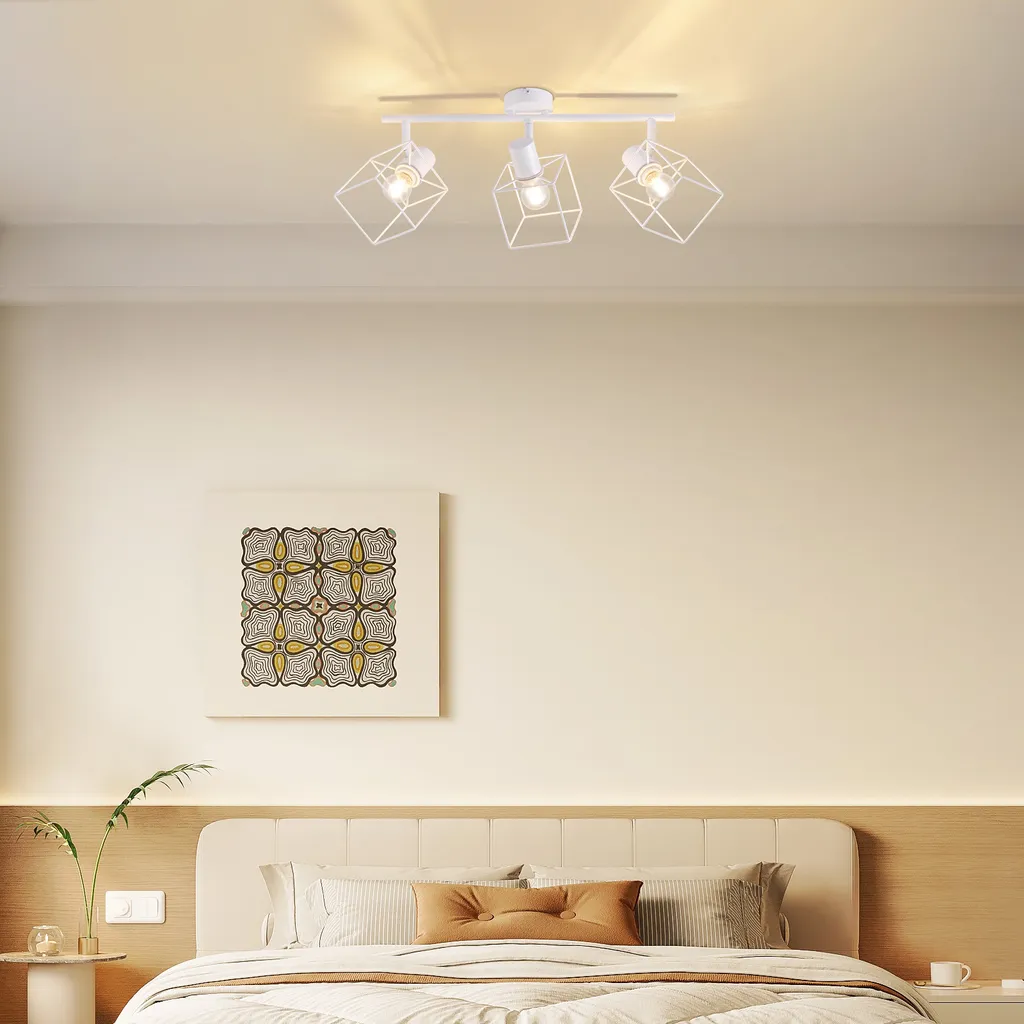 Éclairage plafond modulable sans zones d'ombre avec 3 spots blanc E14