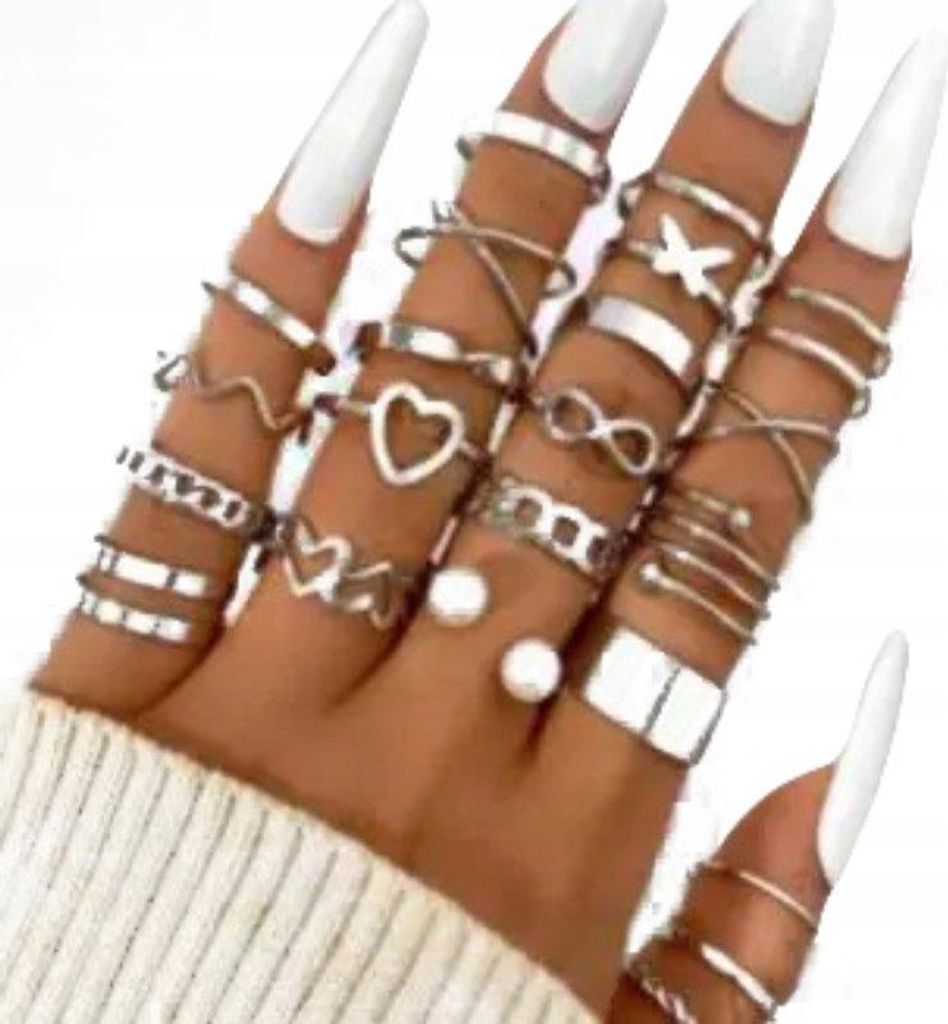 gold RETRO PUNK BOHO BEAUTIFUL RING SET 23 Ringe 14-18 mm