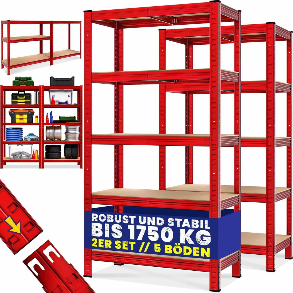 Schwerlastregal, 2-teiliges Set, 180 x 90 x 40 cm, Tragkraft 875 kg