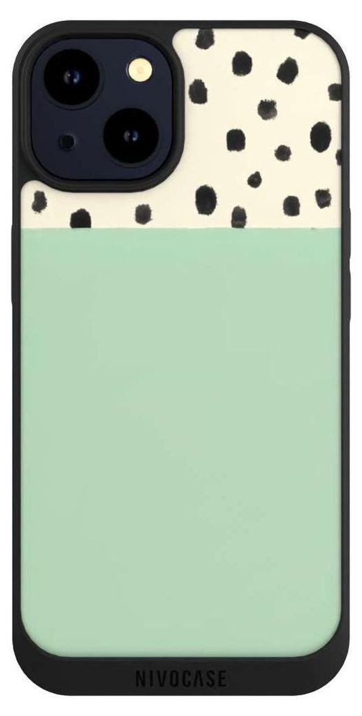 NIVOCASE Handyhülle für Apple iPhone 14 Hülle NIVOpure Case Schwarz Abstrakt Boho Polka Dots