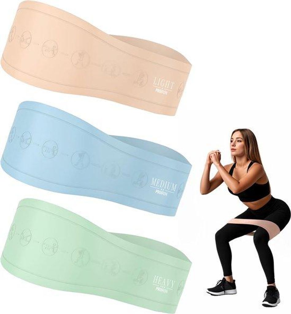 Fitnessband Set 3-teilig, Silikon, 5 Niveaus, für Krafttraining, Pilates, Yoga