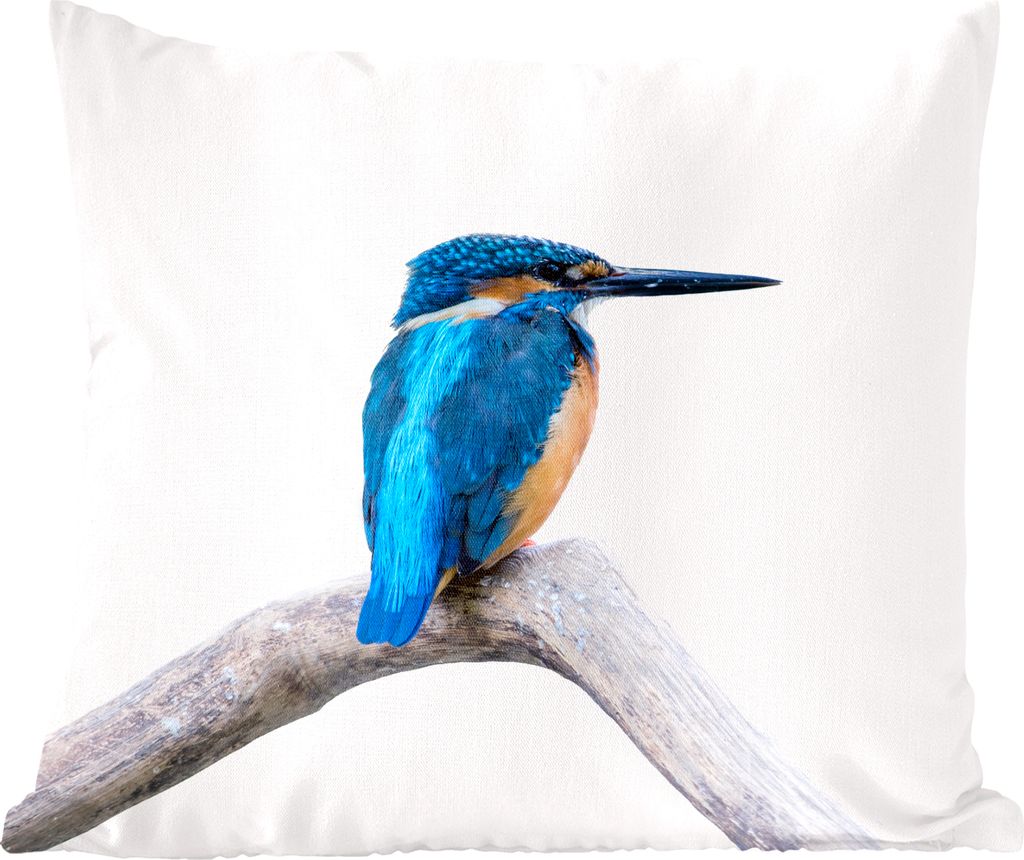 MuchoWow Zierkissen Sofakissen Wohnzimmer Dekokissen 50x50 cm Eisvogel - Zweig - Schnabel - Komfort - Sofakissen