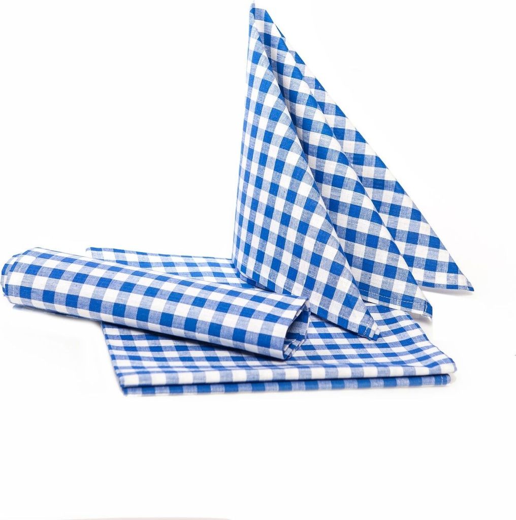 Tischset 33 x 45 cm 4 Stück Platzset Landhaus Baumwolle 33 x 45 cm 4 Stück - 10 mm - blau-weiß kariert