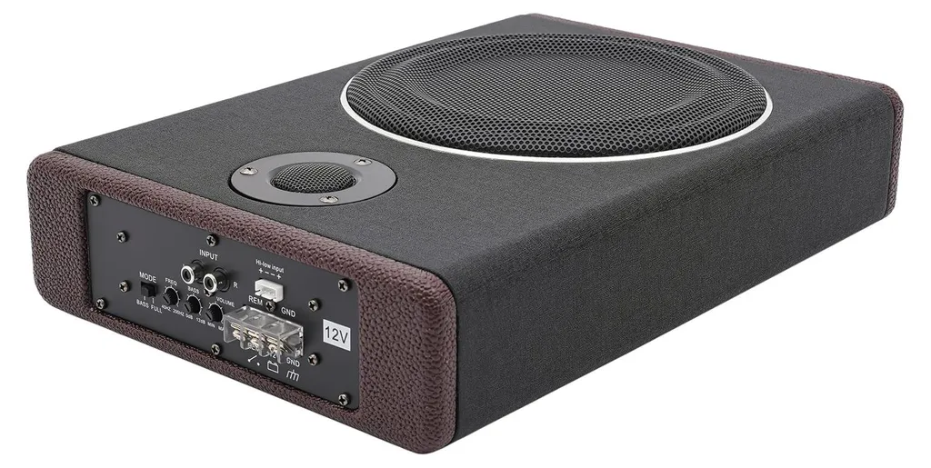 Subwoofer de voiture 600W avec télécommande et caisson compact de 8" - 4