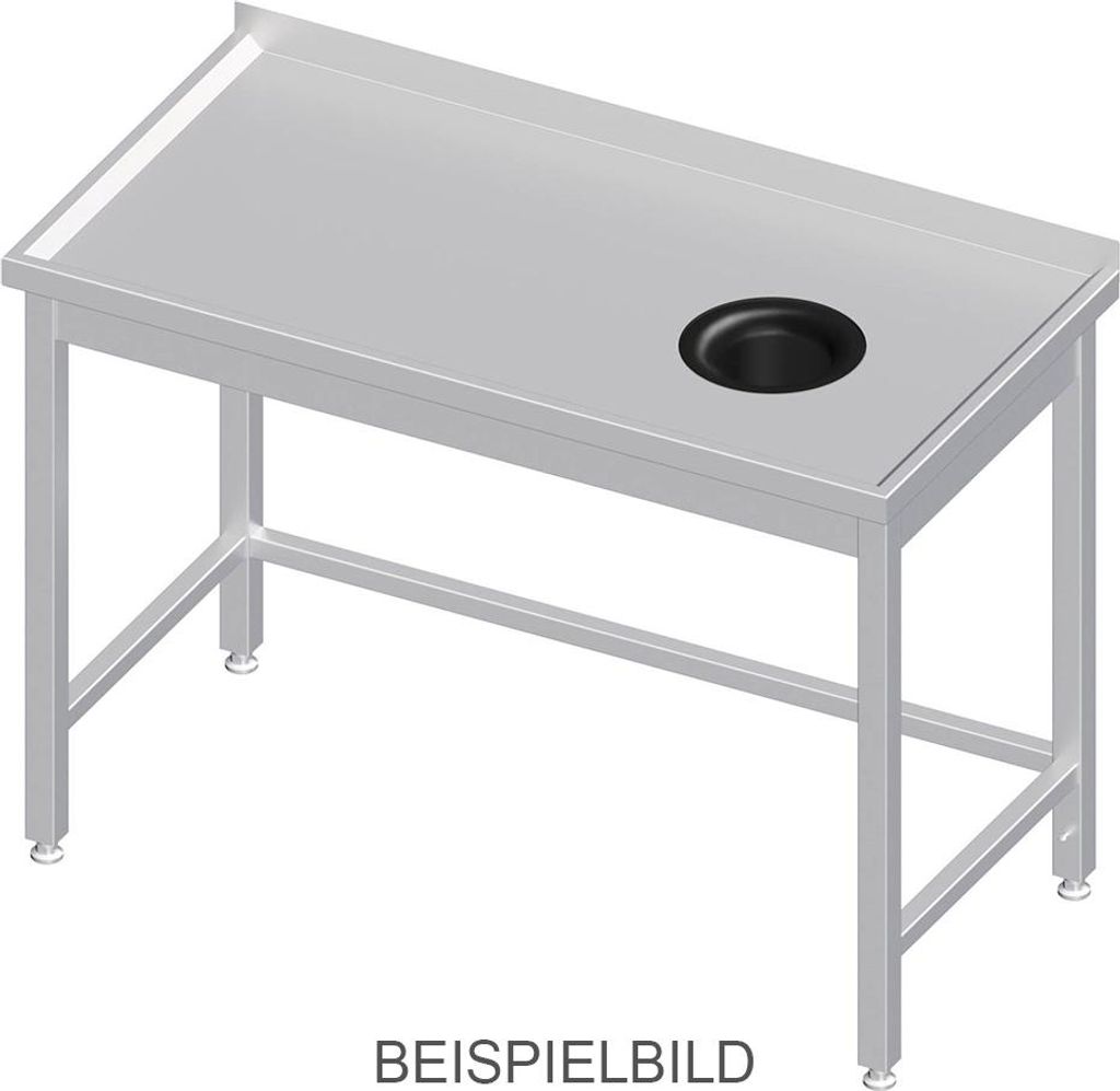 Arbeitstisch ohne Grundboden, 1800x700x850 mm, mit Abfallloch rechts, ohne Aufkantung, verschweißt