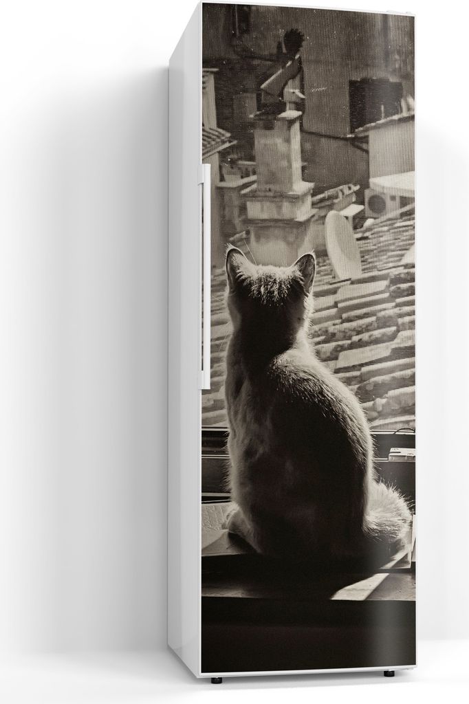 DEQORI Magnetmatte Kühlschrank beschreibbar 60x180 cm 'Katzen auf Fensterbrett' Magnetfolie