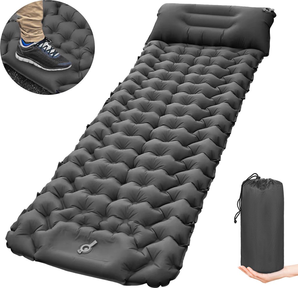 Camping-Isomatte mit Kissen, eingebauter Pumpe, ultraleichte, aufblasbare Isomatte, wasserdichte Camping-Luftmatratze fuer Rucksackreisen, Wandern,...
