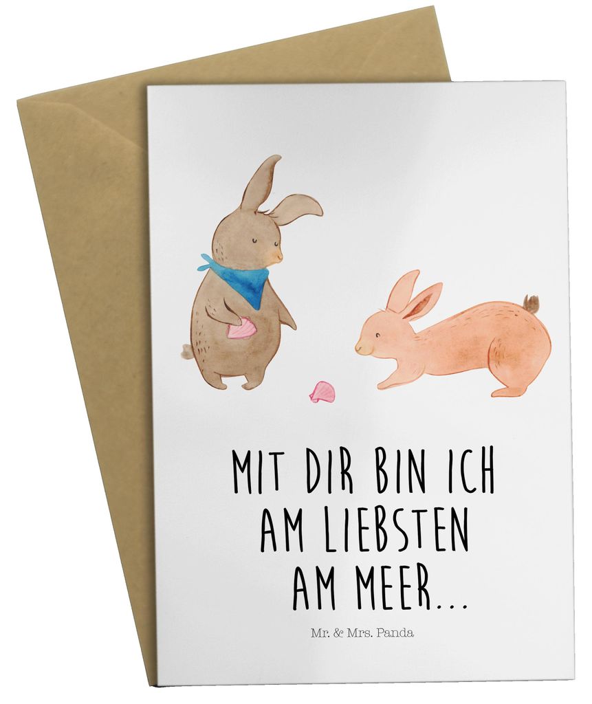 Mr. & Mrs. Panda Grußkarte Hasen Muschel - Weiß - Geschenk, Produktbild 