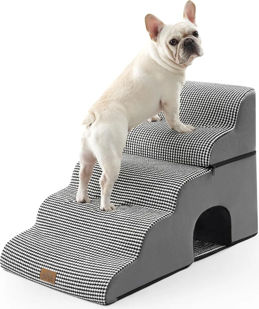 Escalier chien spécial articulations - Mousse stable et housse lavable 5 marches