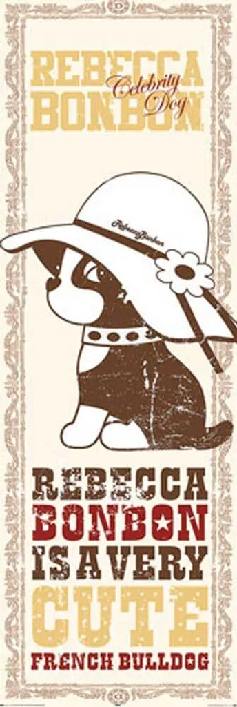 Poster de porte Rebecca Bonbon bouledogue français et 2 plinthes 62cm