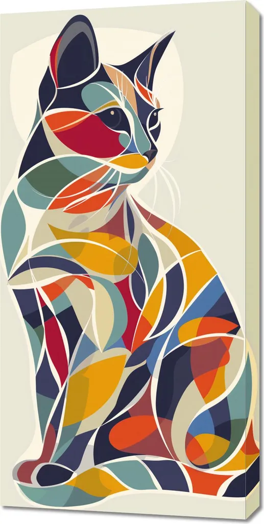 Tableau Chat kaléidoscopique 50x100 cm : Réveillez vos Murs Trop Vides