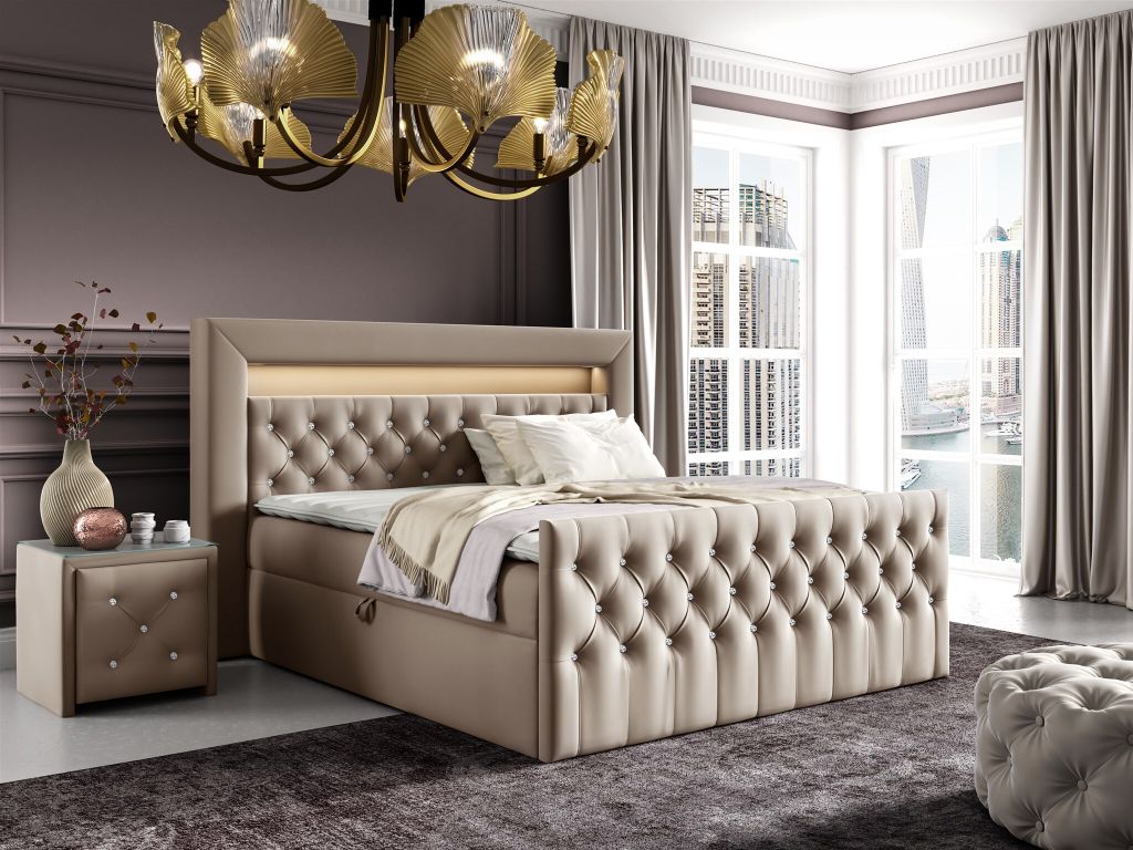 Boxspringbett Schlafzimmerbett SEVRA Nr.2 120x200cm in Elisa Velvet Beige