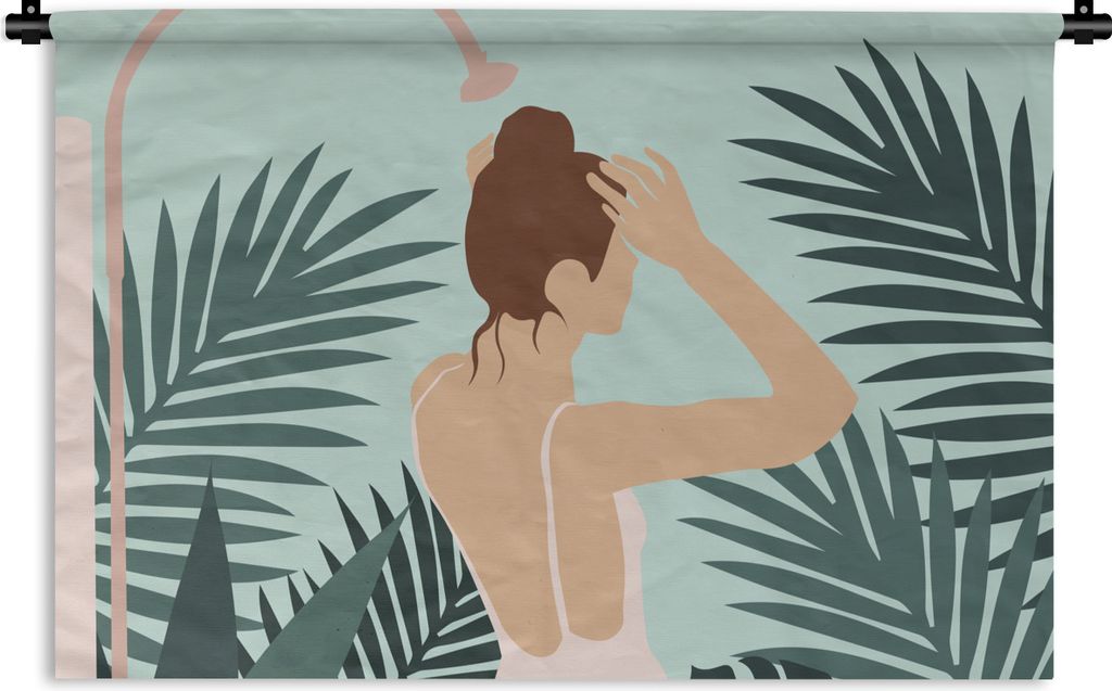MuchoWow Wandteppich Wandbehang Sommer - Frau - Dusche 120x80 cm Tapisserie Dekoration Wandtuch - Wanddekorationen - Wandtücher