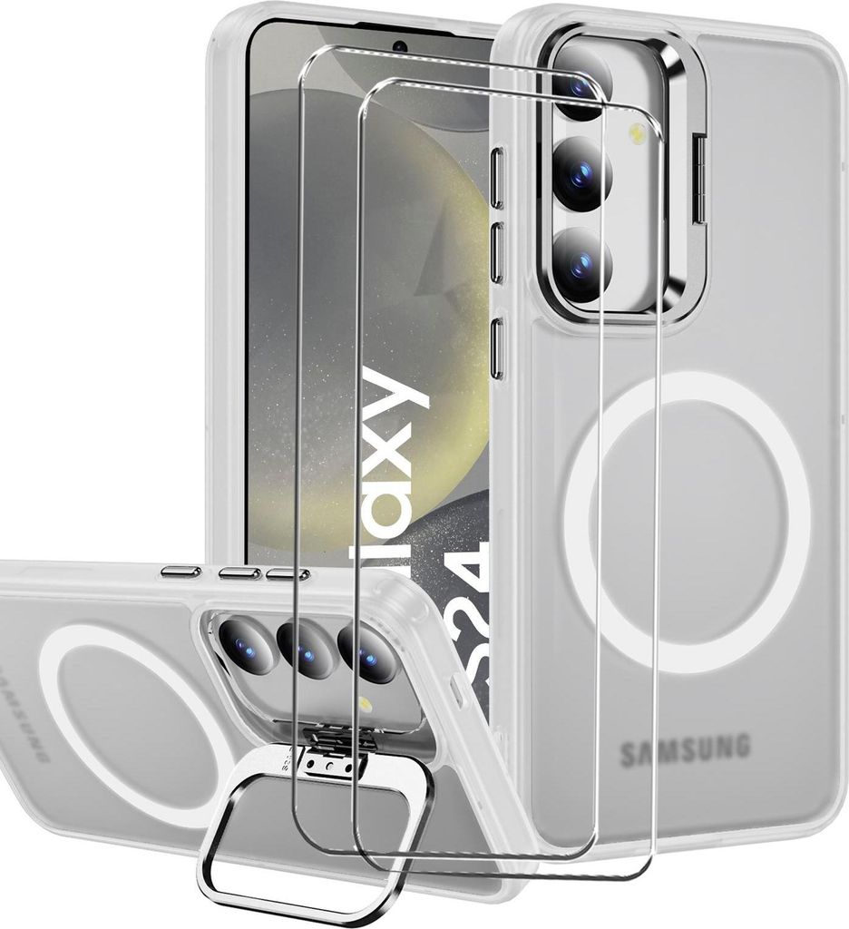 2in1 Schutz Cover Set für das Samsung Galaxy S24 Plus besteht aus 2x 9H Glas Folie Display Schutzfolie und 1x Silikon Case Schutzhülle - Hülle i...