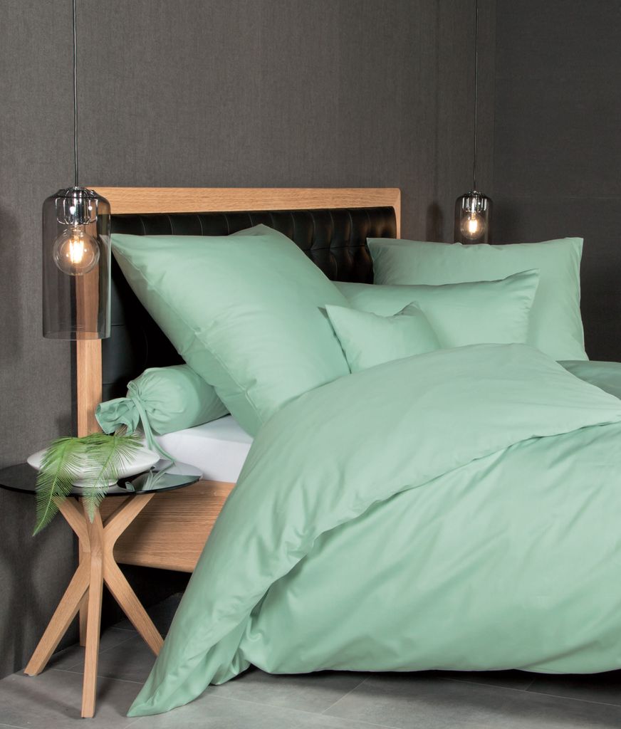 Janine Design Mako-Satin-Bettwäsche-Garnitur 31001 Colors Farbe jadegrün Größe 240x220 + 2x 80x80