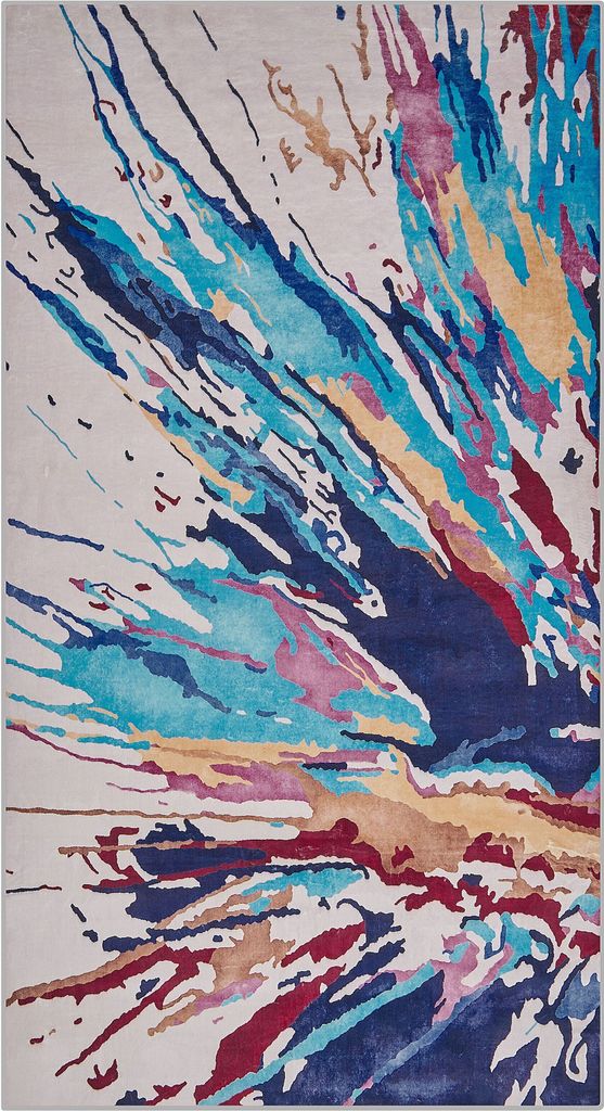 BELIANI Teppich Bunt Polyester 80 x 150 cm Kurzflor Aquarell Design Bedruckt Rechteckig
