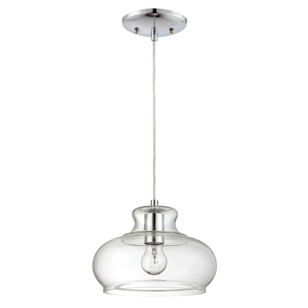 Suspension chrome et verre transparent Maxi 1 source lumineuse design