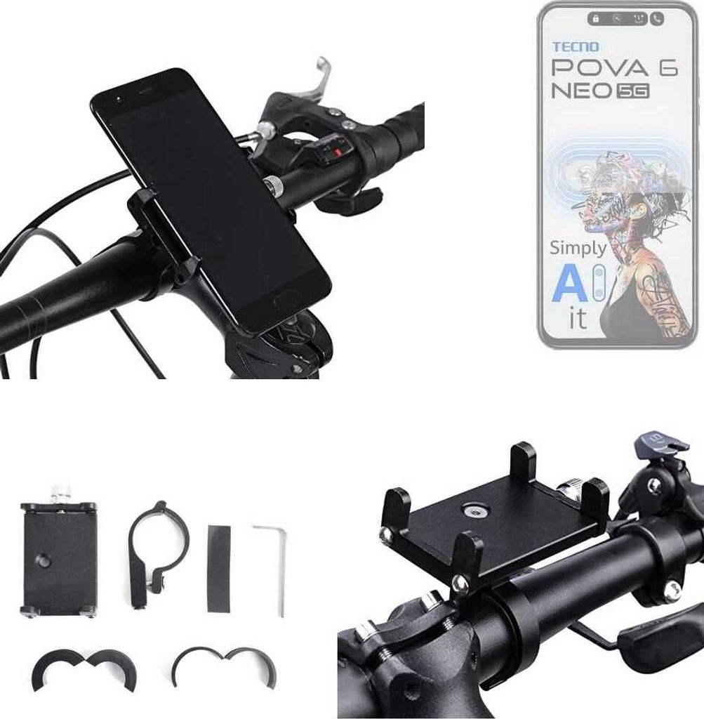 K-S-Trade Handyhalterung für das Fahrrad kompatibel mit Tecno Pova 6 Neo 5G Halter Lenkstange Fahrradhalterung Motorrad Bike Mount Befestigung