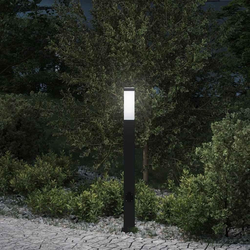 vidaXL Pollerleuchte mit Auslass 80 cm Schwarz IP44