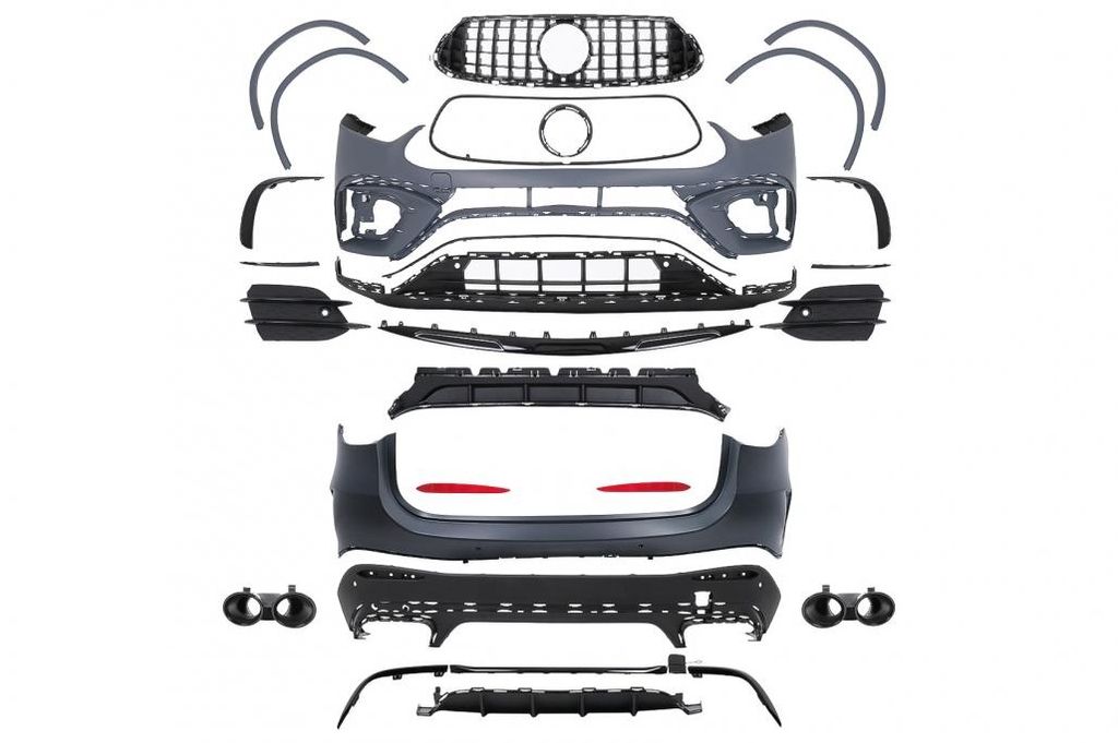 Bodykit für Mercedes GLC-Klasse X254 SUV 2022+ GLC43 Design Stoßstangen Endrohre.